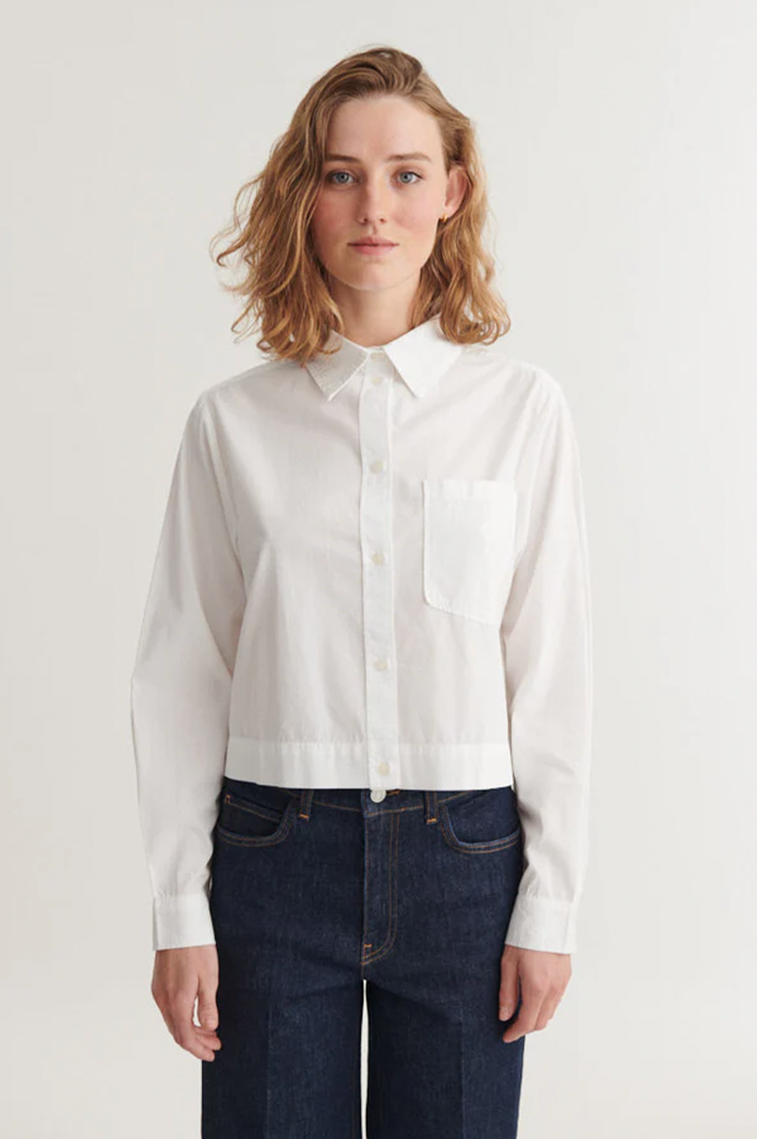 Basic Apparel Silje Cropped Shirt Shirts 423 Bright White